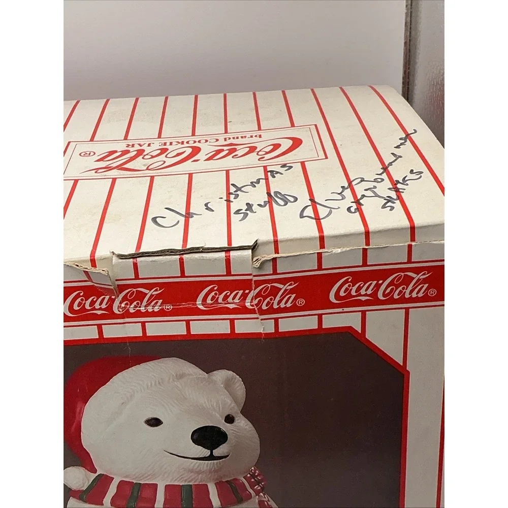Vintage 1996 Christmas Coca-Cola Polar Bear in Scarf Cookie Jar New in Box